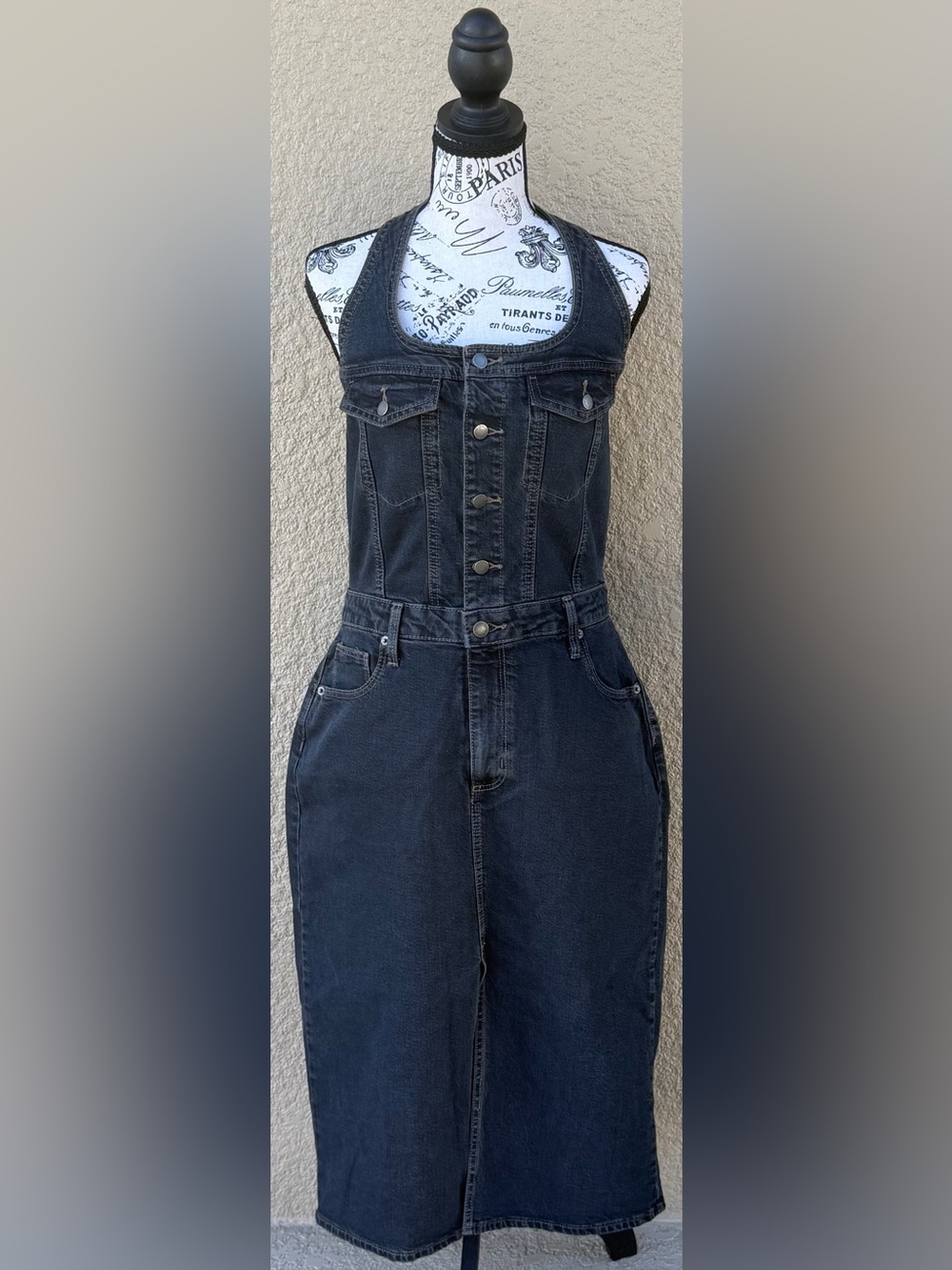 Universal Thread Denim Halter Midi Dress Size 10 NWT Dark Wash